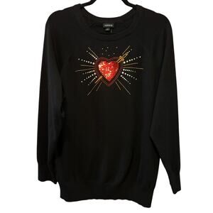 Torrid Red Sequin Sparkle Heart Valentines Day Everyday Soft Pullover Sweater 1X